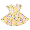 Summer Vacation Kids Clothings Bright Color Attractive Girls Frcoks One -piece Smocked Twirling Dresses