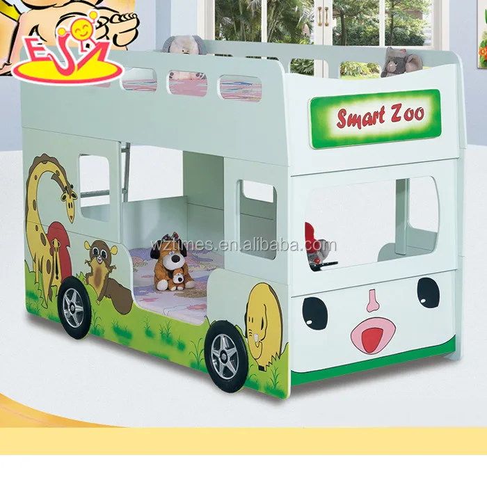 2017 Wholesale Wooden Kids Bus Bunk Bed High Quality Wooden Kids Bus