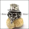 Unique Design Silver Hatted Bearded Gentlemnan Skull Ring for Men