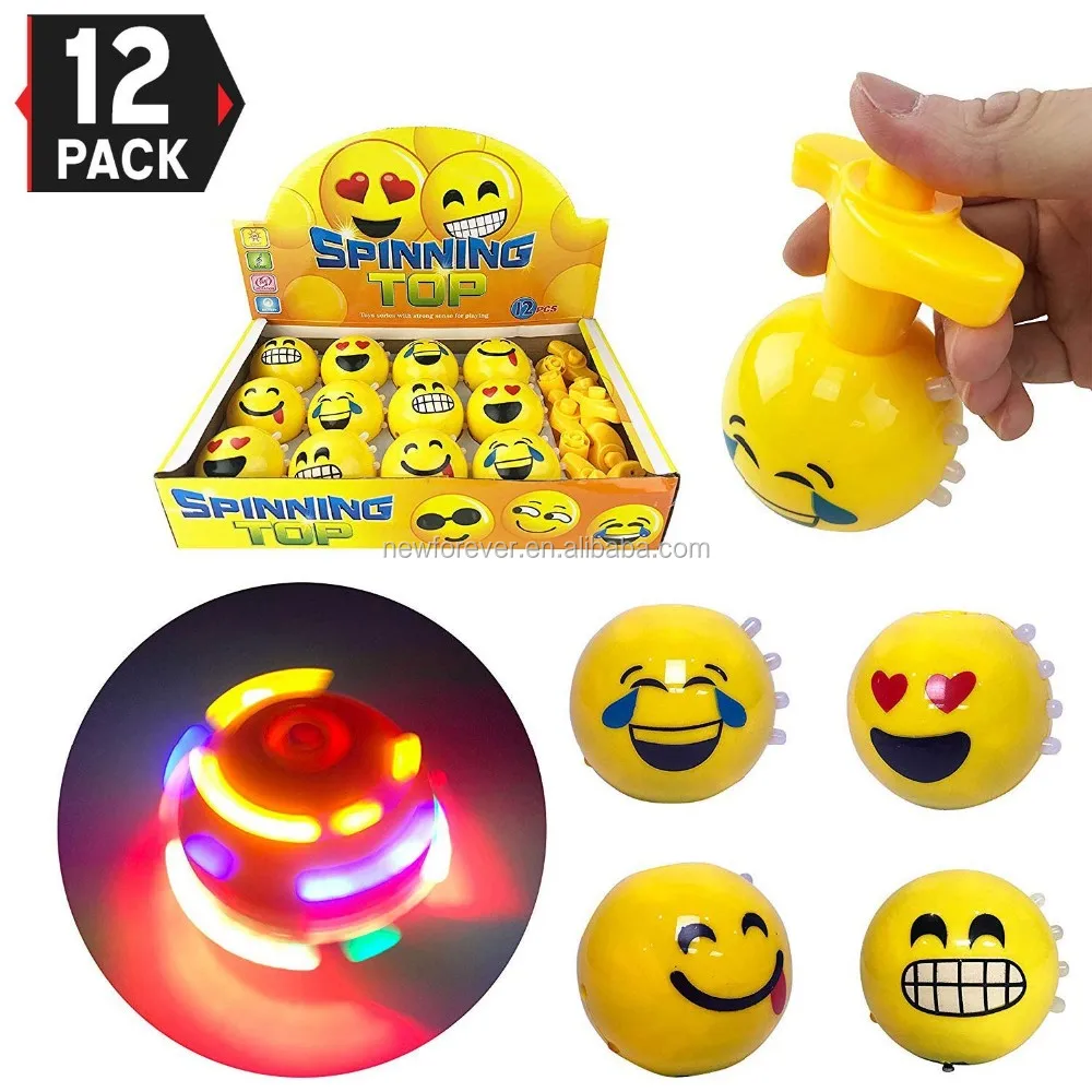 Led Light Up Flashing Emoticon Spinning Tops With Gyroscope And Music