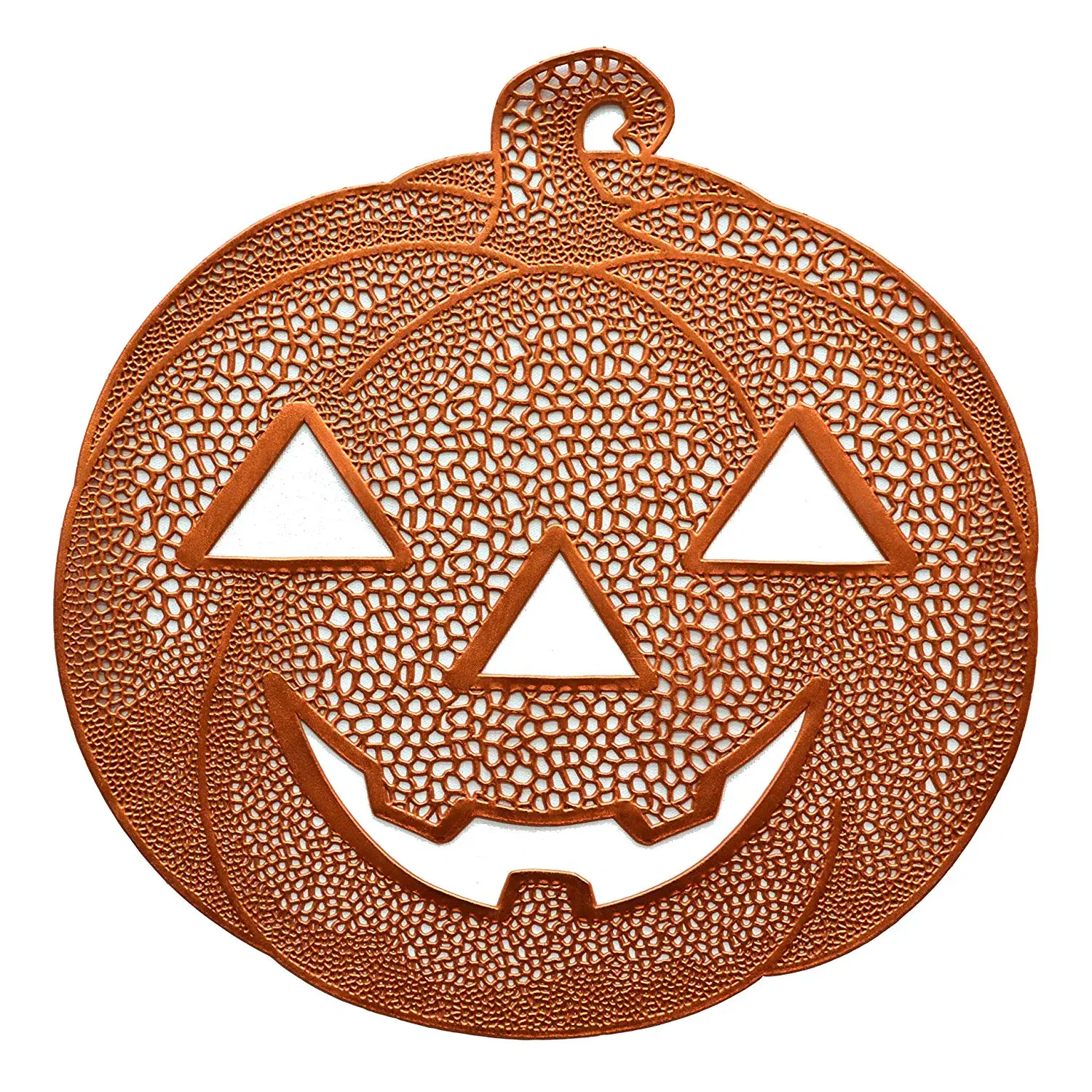 Benson Mills Pressed Vinyl Placemats for Halloween/Fall (Orange/Pumpkin Jack O Lantern, 14" X 15" Set of 4)