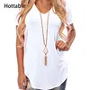 Womens Summer Casual Loose Curved Hem Short Sleeve T Shirt V Neck Side Slit Blouse
