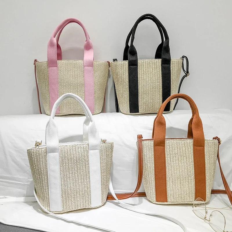 Elegant Shoulder Straw Clutch Bag Wholesale Fashion Yellow Decorated