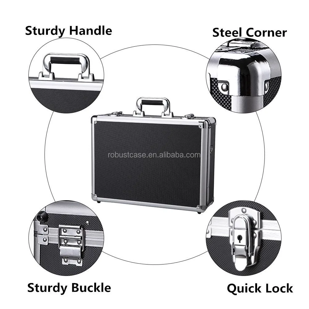 China Factory Hard Portable Cheap Aluminum Metal Sample Suitcase With Customized Foam And Logo