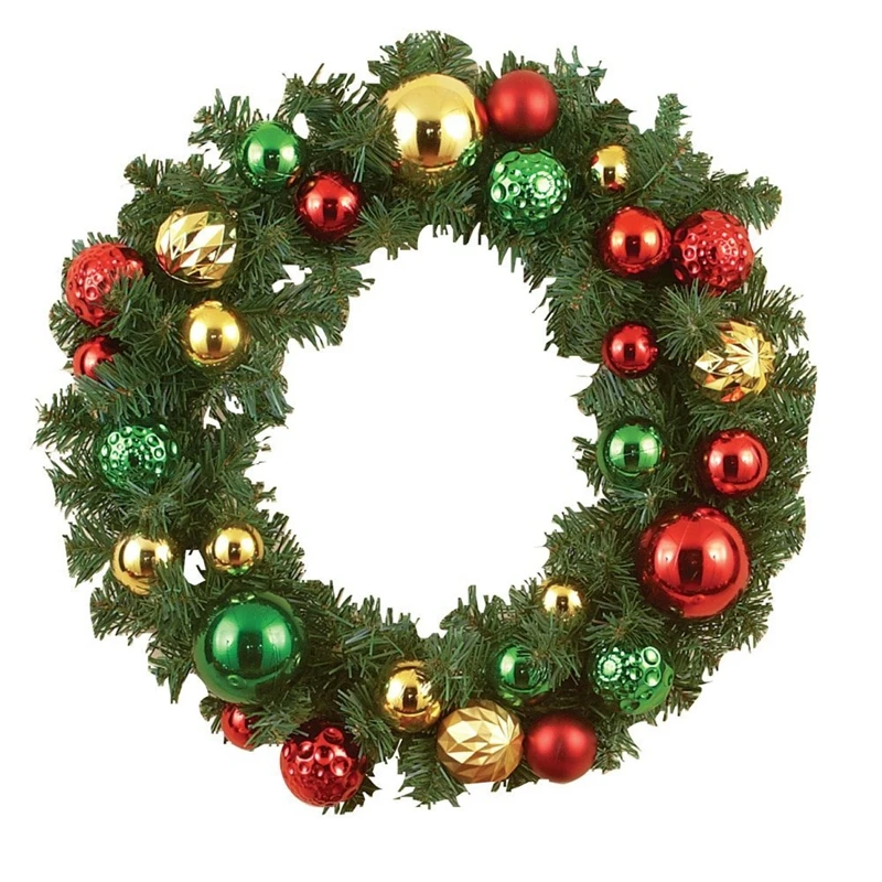 Outdoor Lighted Wreath Pvc With Ornaments Colorful Ball Wreaths