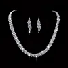 Fashion Shinning Diamond Sliver Plated Zircon Necklace Earring Jewelry Sets For Anniversary