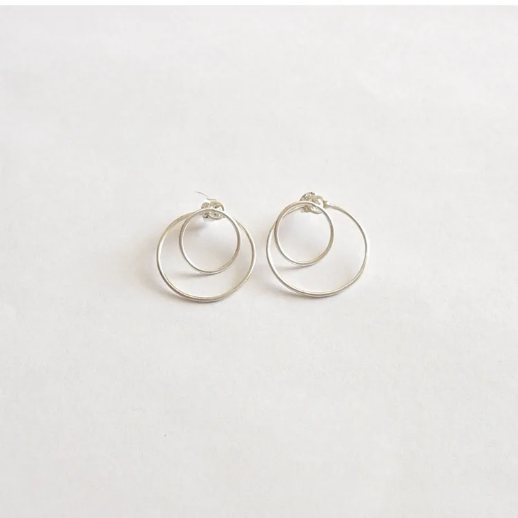 Wholesale Double Sided Knot Earrings 14k Gold Circle Stud Earring Set