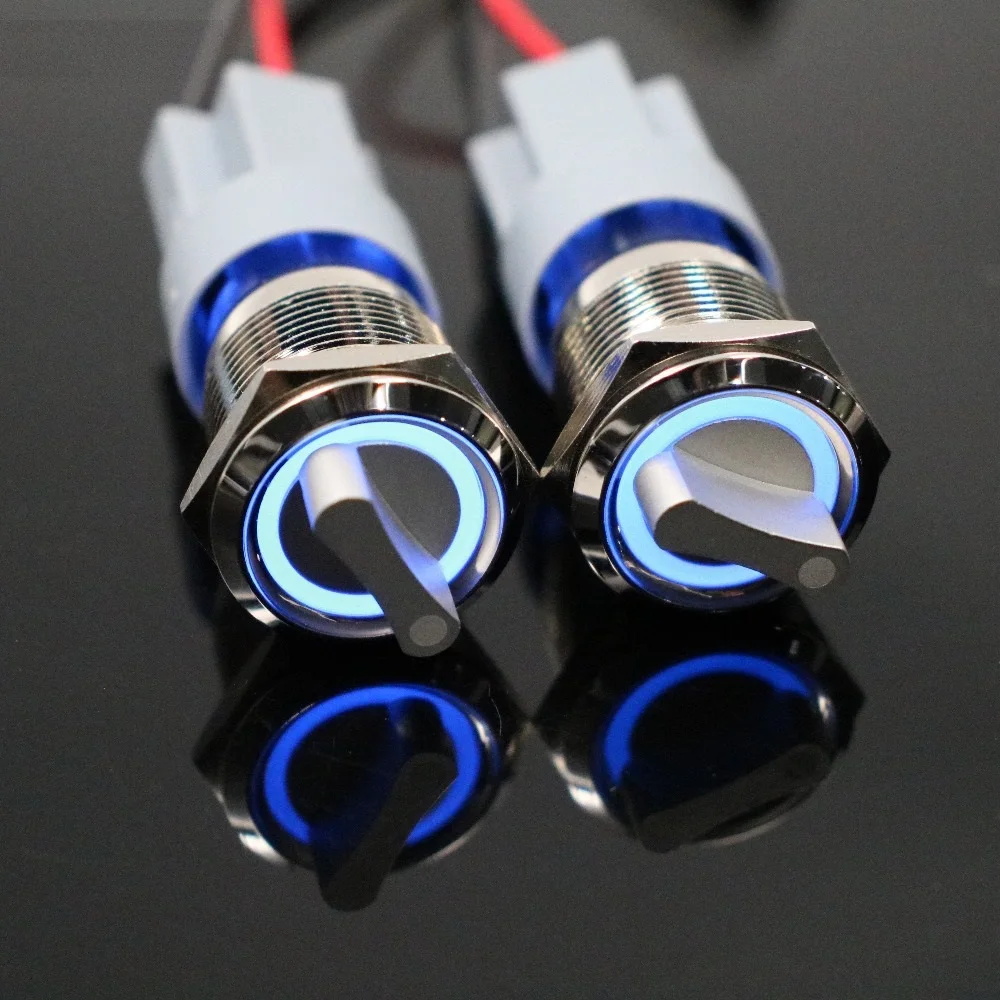 22mm 2 3 Position Push Button Switch Dpdt Illuminated Metal Selector Rotary Switch With Led