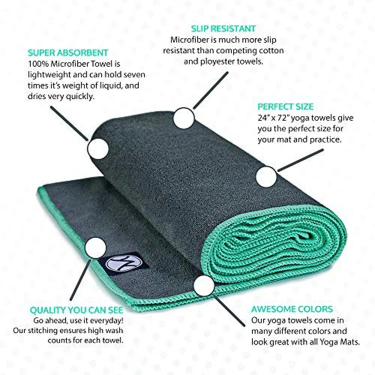 Custom Print Logo Microfiber Yoga Towel With Corner Pocket Non Slip Yoga Mat Cover Comfortable Hot Yoga Towel