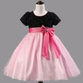 2016 spring summer children s clothing baby girl child solid bow sequined princess dress for kid