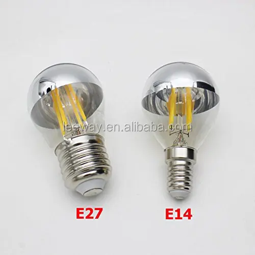 G45 4w LED Filament Bulbs Mirror Half Chrome Globe E14/E27 2700K warm light