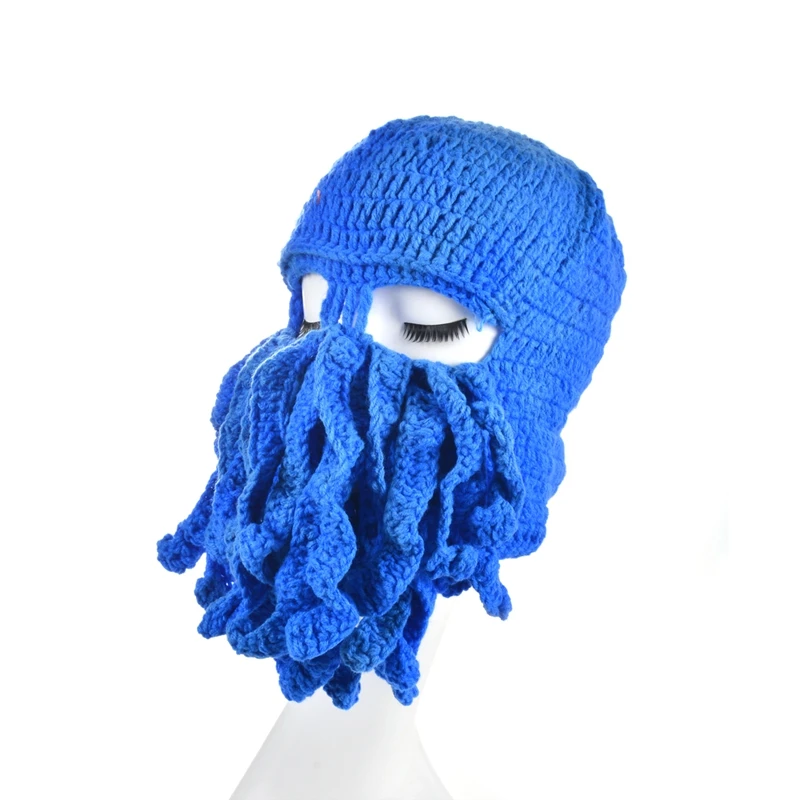 冬の暖かいノベルティニット面白いタコマスクひげキャップかぎ針編みビーニー男性女性ユニセックス Buy Octopus Crochet Beanies Octopus Mask Beard Caps Winter Warm Crochet Beanies Product On Alibaba Com