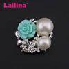 Craft Embellis Resin Flower Sparkling Rhinestone Crystal Pearl Buttons for Hairbow Centers - Flat Back Buttons