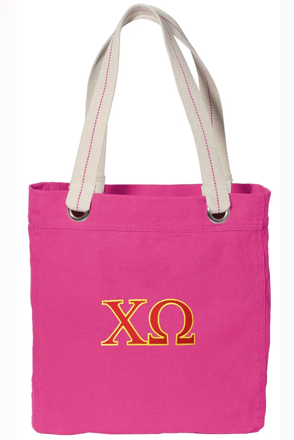 Chi Omega Tote Bag RICH Dye Washed Pink COTTON CANVAS