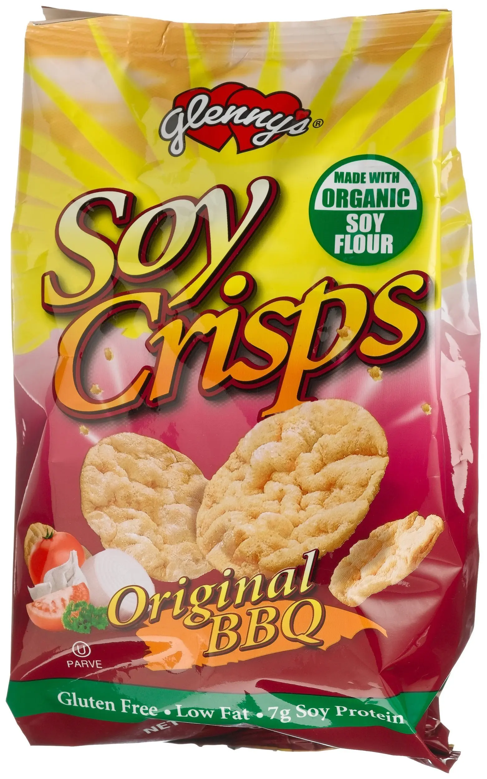 Glenny's Soy Crisps, Organic Original Barbeque, 3.5-Ounce Bags (Pack of 6)