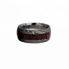 Mens Black Damascus Steel Wedding Ring With Ebony Wood Inlay Ring