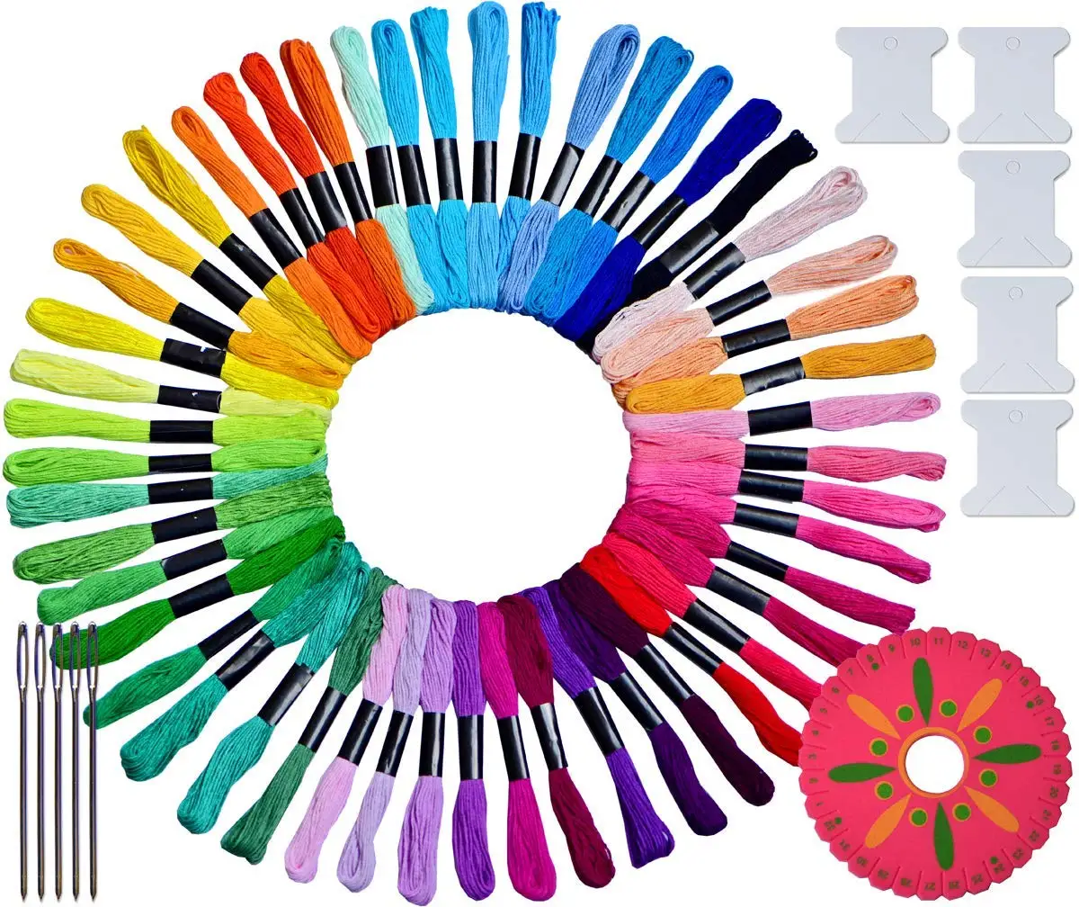 100 Skeins Per Pack Z ZICOME Rainbow Color Embroidery Floss Thread for Cross Stitch Friendship Bracelets Crafts