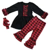 baby buffalo plaid ruffle outfit girls christmas red plaid cloth set 2pcs winter cotton dress set