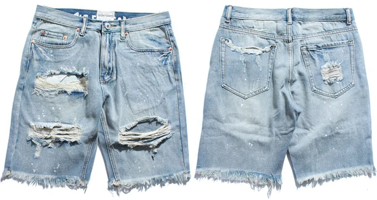 male ripped jean shorts