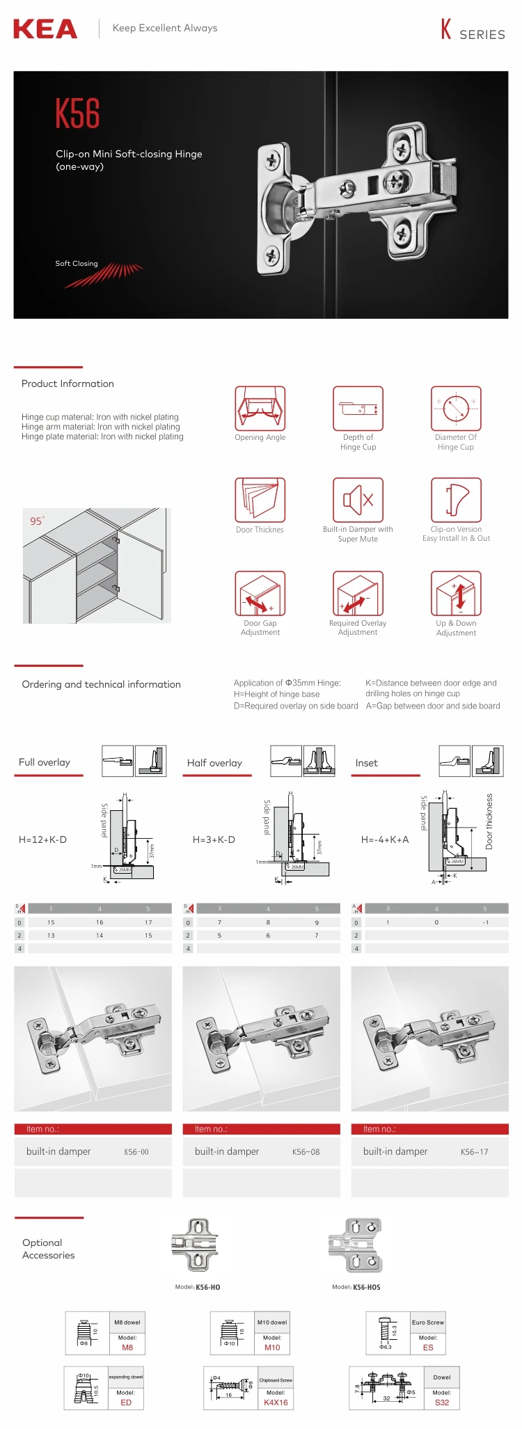 Kea Style Hydraulic Soft Closing Kitchen Hinge Buy