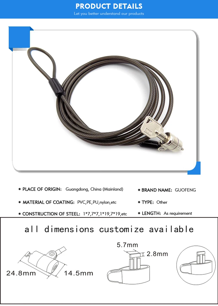 New Product Customized Security Digital Laptop Ipad Cable Lock For