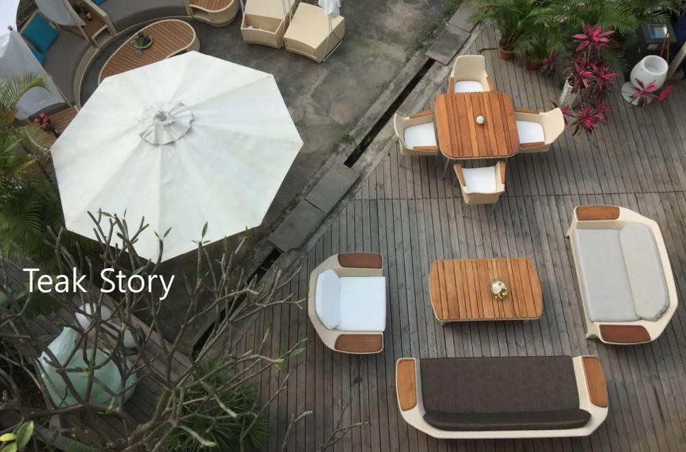 Hot Sell All Weather Garden Wooden Dining Table And Chairs Teak Outdoor