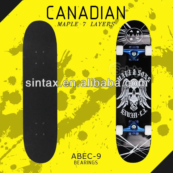 PRO 31&quot; x 7.5&quot; Skateboard 7 PLY Canadian Maple Bearings ABEC-9 Aluminium Trucks