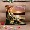 Tahiti Island and Surfing Wave Throw or Bed Cushion