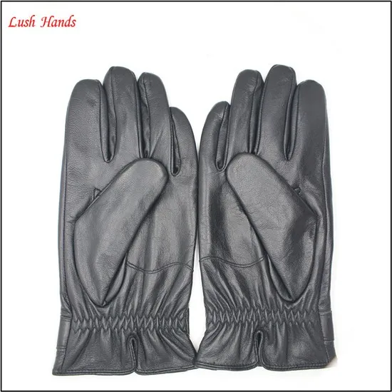 2016 UNISEX fashion black genuine sheepskin gloves