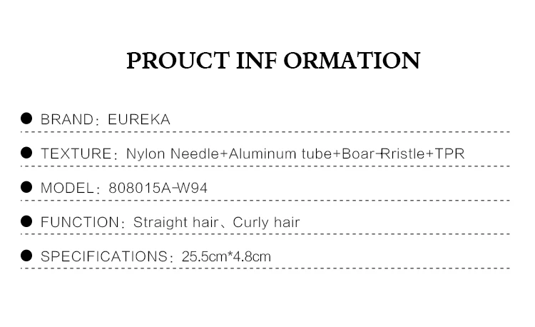 EUREKA Professional Aluminum Tube With Boar Bristle And Nylon Pins Hair Brush Salon Round Hair Brush
