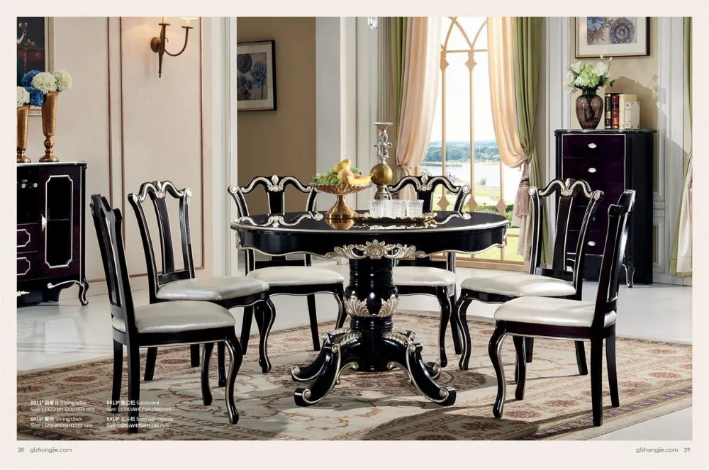 Luxury Dining Round Table And Chair Set Royal Style Furniture - Buy ...