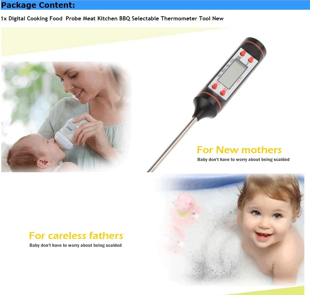 DIGITAL kitchen meat cooking thermometer for food BBQ meat grilling LCD thermometer