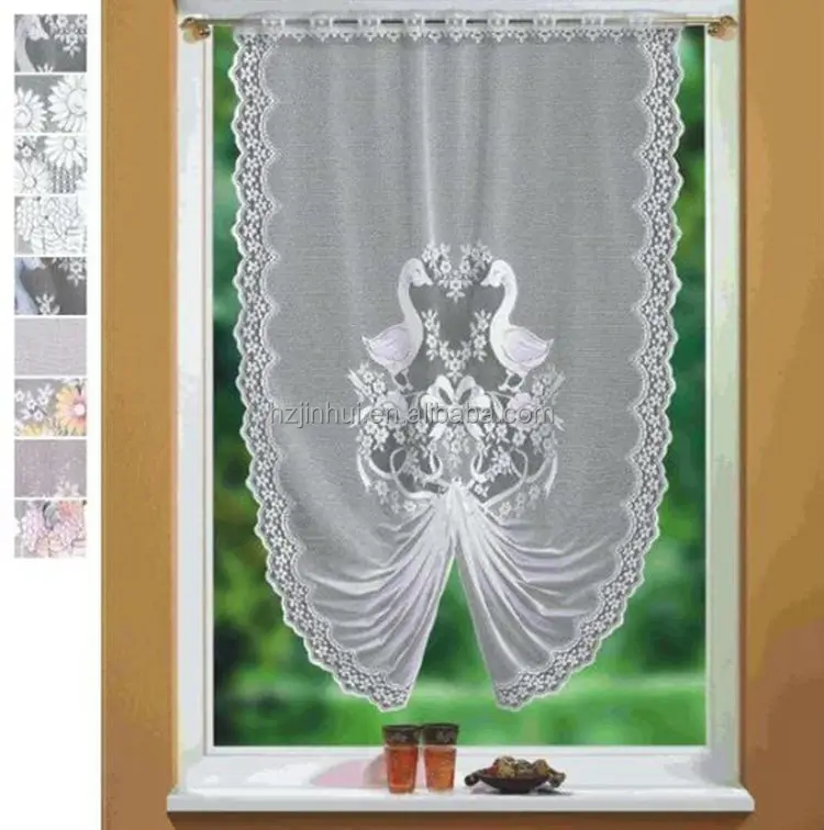 Pretty White Swans Kitchen Bathroom Lace Curtains Double New Pretty White Swans Kitchen Bathroom