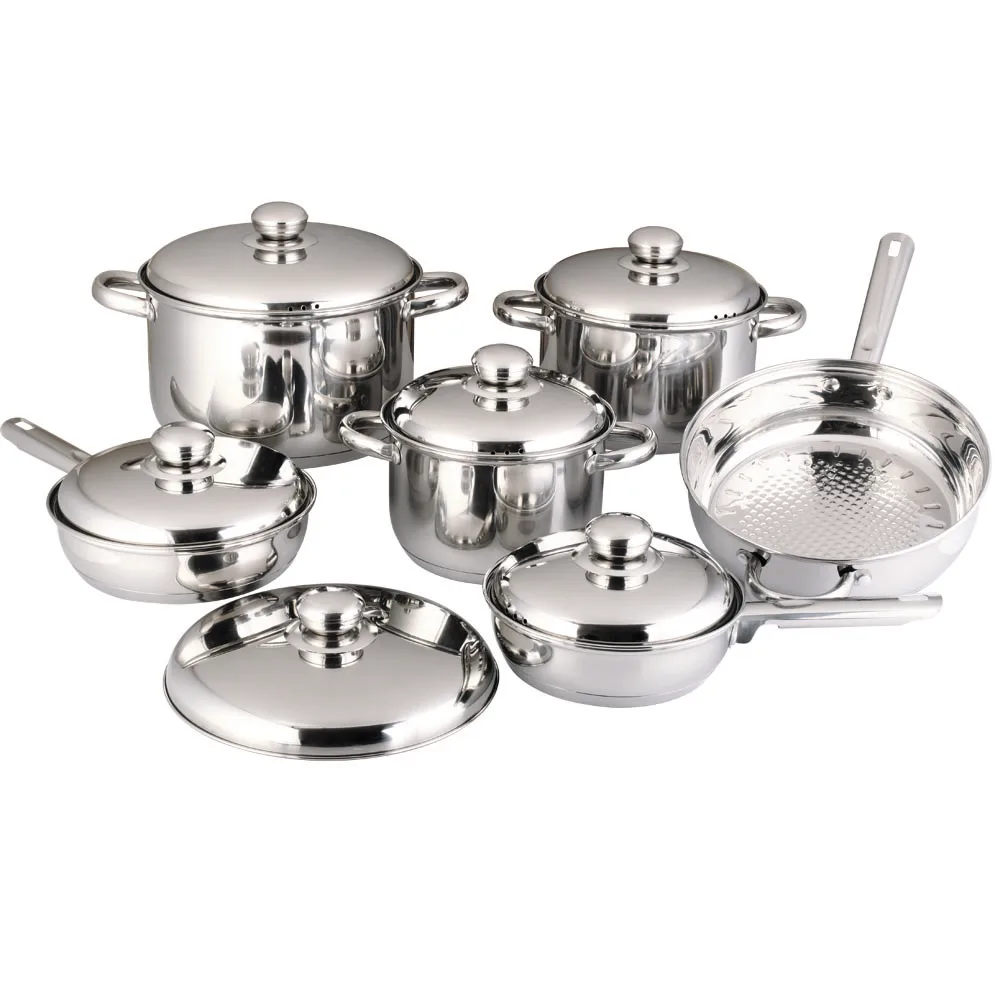 0.4 mm thickness home use stainless steel cookware sets with fry pan