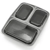 Reusable Meal Prep 3 Compartment Plastic Divided Lunch Containers Food Storage Containers with lids Bento Lunch Box [15 Pack]