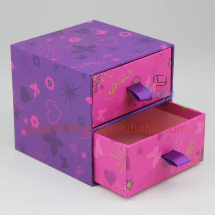 Small Decorative Cardboard Drawer Storage Box With Ribbon ...