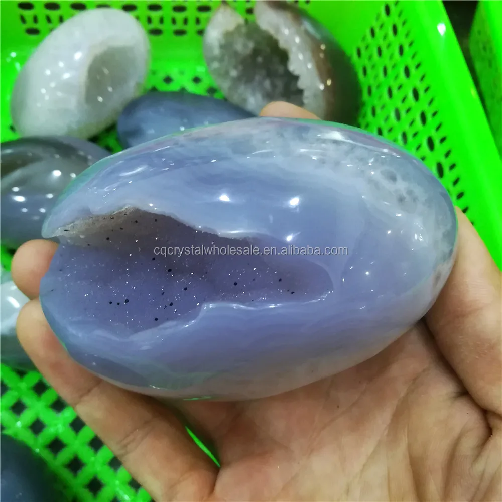 Raw Crystal Eggs Natural Rock Hand Carved Agate Geode Eggs For Sale