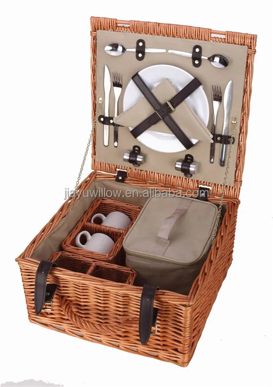 Handmade Natural Wicker Picnic Basket For 2 Person Mini Picnic Basket