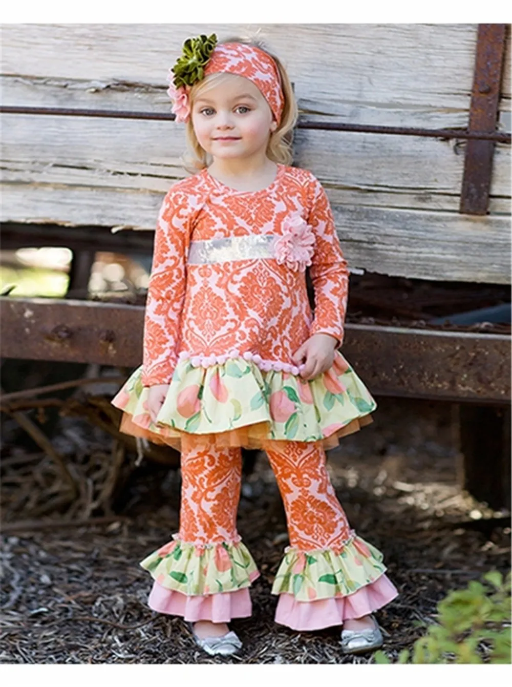 Girl Flower Clothing Sets Remake Newest Children Clothes Wholesale