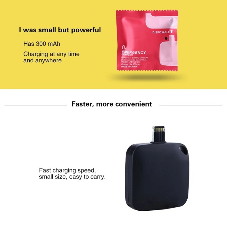 One Time Emergency Disposable 800mah Cell Mobile Phone Battery Charger