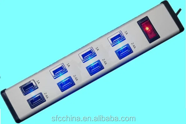 5V 2.4A and 1A USB 8-PORTS CHARGING STATION FOR iPad mobile MP3