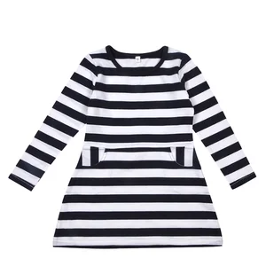 OEM Welcome Petelulu Children Clothes Girls Uniforms Black White Strip Dress