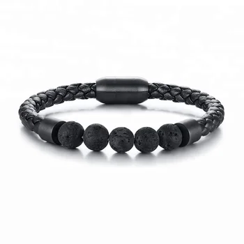 New Design Black Stainless Steel Elegant Lava Bead Fashion Custom Leather Bracelet Men Mexico For And Boy Wrap New Design Black Stainless Steel Elegant Lava Bead Fashion Custom Leather Bracelet Men Mexico For And Boy Wrap