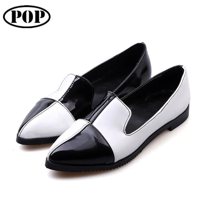 black white flats women's shoes