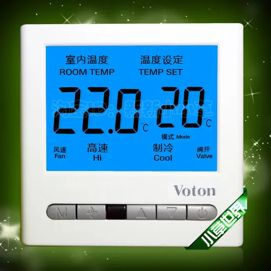 Central Air Conditioning Control Panel Fan Coil Thermostat Big Blue Screen Lcd Backlight