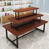 cosmetic storage display stand wooden make up 3 layers floor standing point of purchase display point of sale