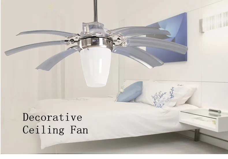 Eight blades two light 70w ac motor flying hidden blade ceiling fan with remote control
