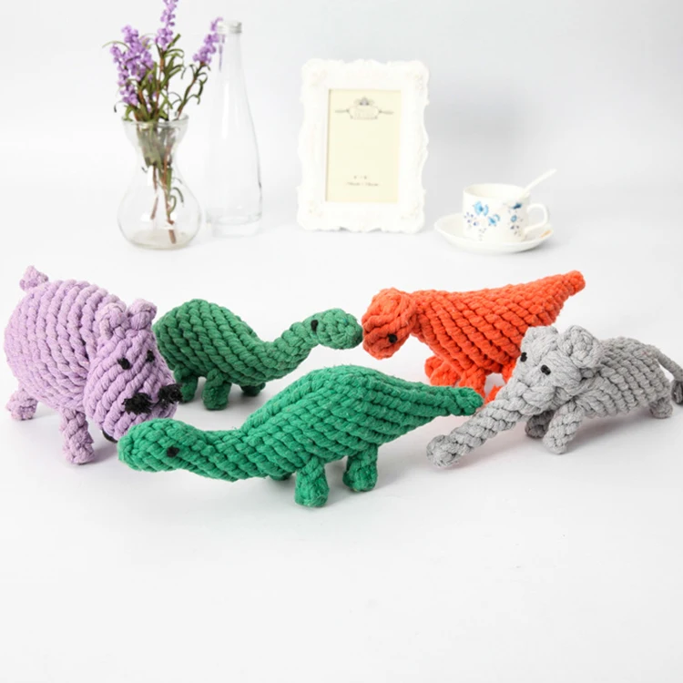 Toys dog chew, tough dog Toys, pet cotton rope braided  Dinosaur dog toy for dog  cleaning tooth or toothbrush