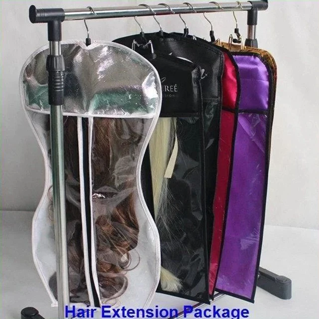 Plastic Packaging Bags For Hair Extensions Storage Bag And Hanger Wig