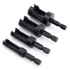 4PC Black Hexagonal handle bit set carpentry Carbon Steel shank Cylinder Plug Drill